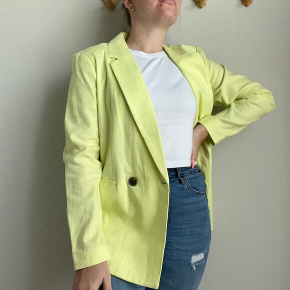 Apt 9 Light Neon Green Linen Blazer Size Medium - Picture 1 of 11